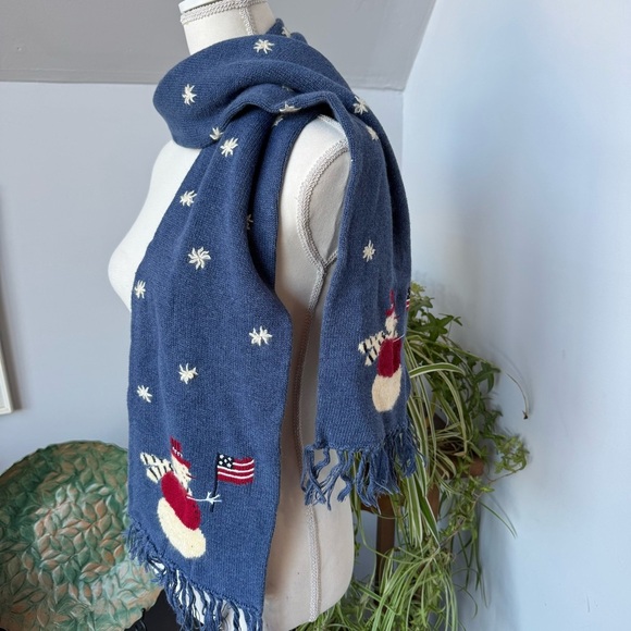 Blue Winter Scarf with Patriotic Snowman by Christopher & Banks USA warm cozy - Picture 3 of 4